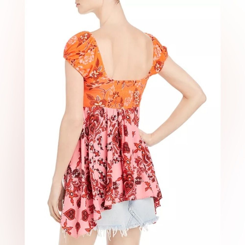 Free People Orange and Pink Floral Tunic - Picture 3 of 7